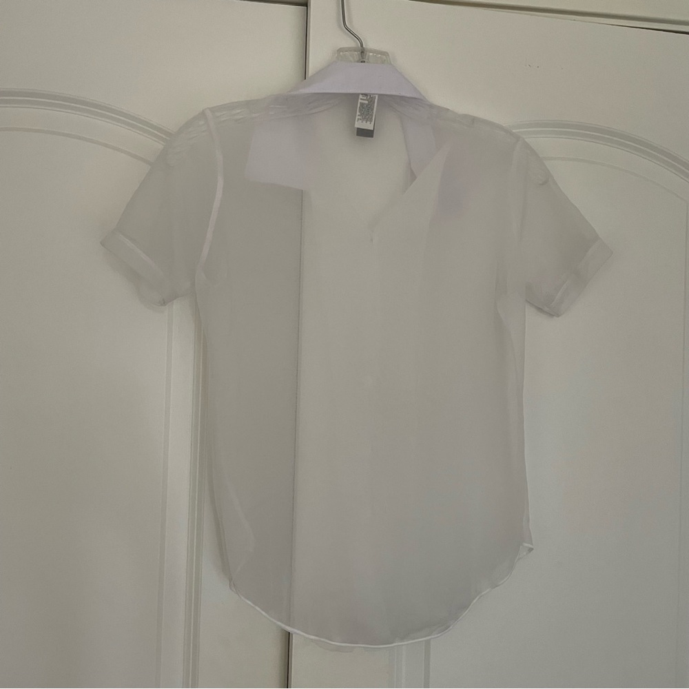 sheer white button down - Picture 2 of 2